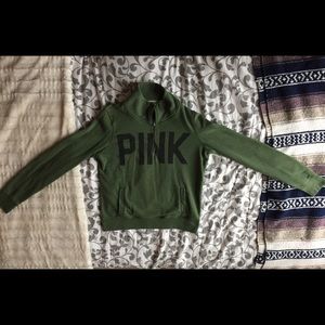 OLIVE GREEN VICTORIA’S SECRET PINK HALF ZIP